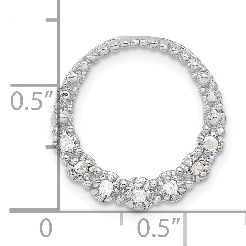 Sterling Silver Cz Circle Chain Slide Pendant