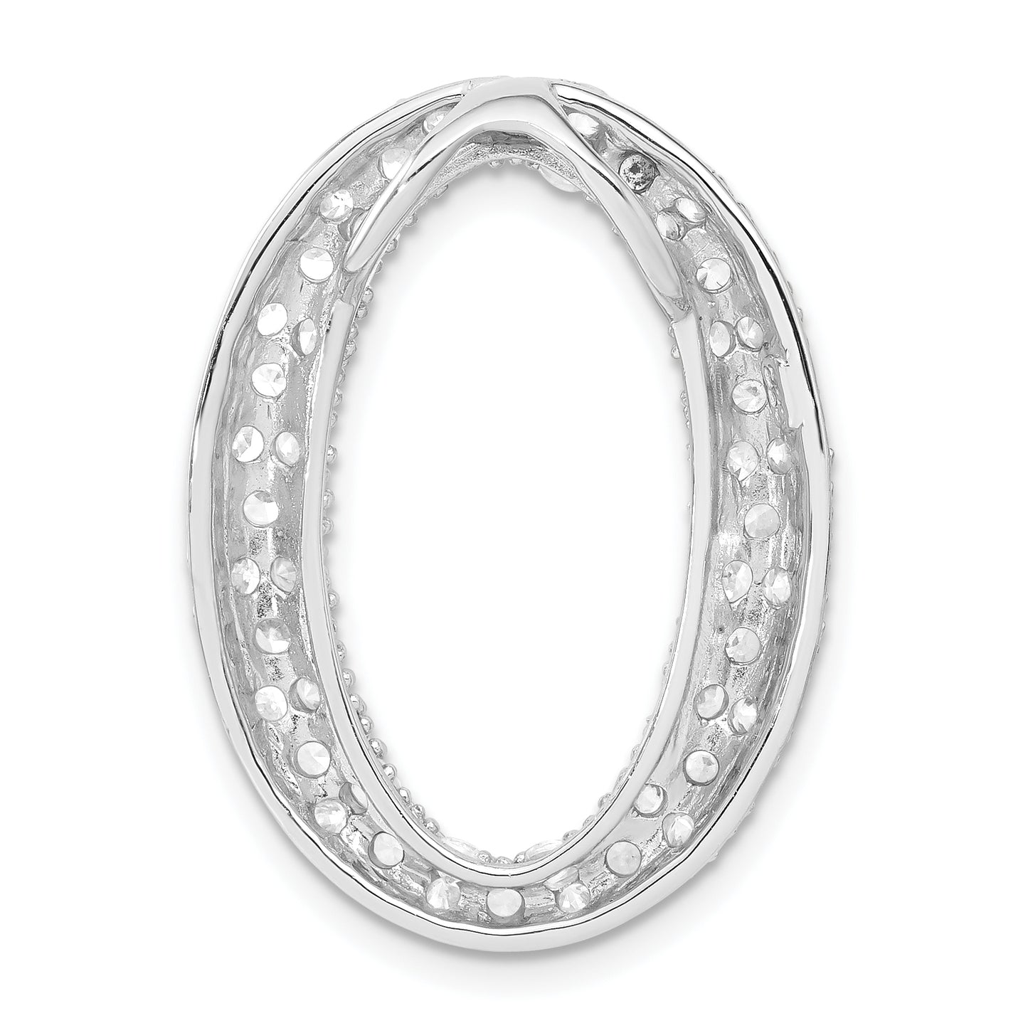 Sterling Silver Cz Oval Chain Slide Pendant