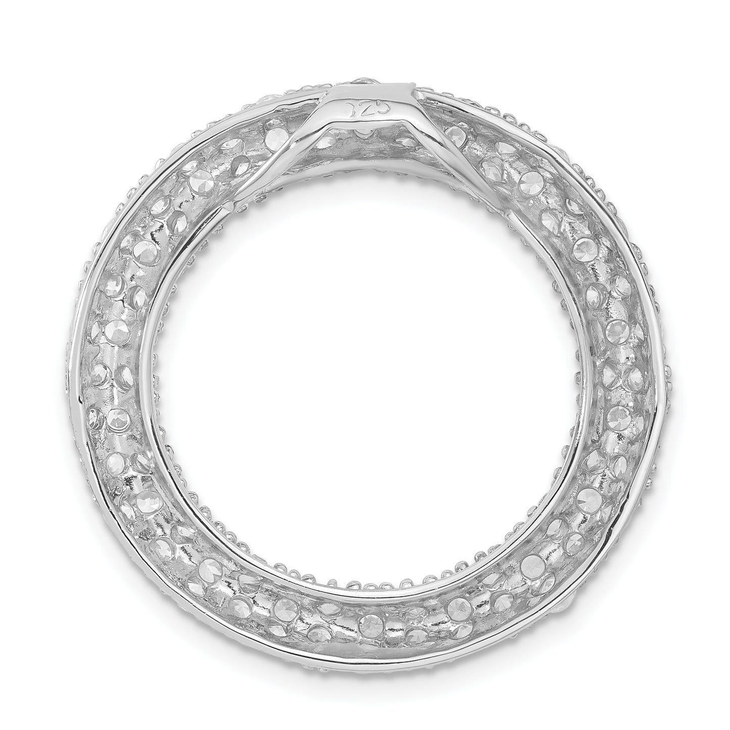 Sterling Silver Cz Circle Chain Slide Pendant