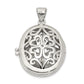 Sterling Silver Rhodium-Plated Cz Fancy Filigree Oval 22mm Locket