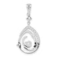 Sterling Silver Fancy Swirl W/ Cz Teardrop Pendant