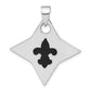 Sterling Silver Polished Black Enameled Fleur De Lis Pendant