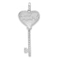 Sterling Silver Polished & Antiqued Cz Peace Heart Key Pendant