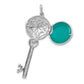 Sterling Silver Rhodium-Plated Cz Filigree Enameled Top Key Locket Pendant