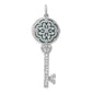 Sterling Silver Rhodium-Plated Cz Filigree Enameled Top Key Locket Pendant