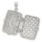 Sterling Silver Rhodium-Plated Fancy Cz Rectangle 24mm Locket Pendant