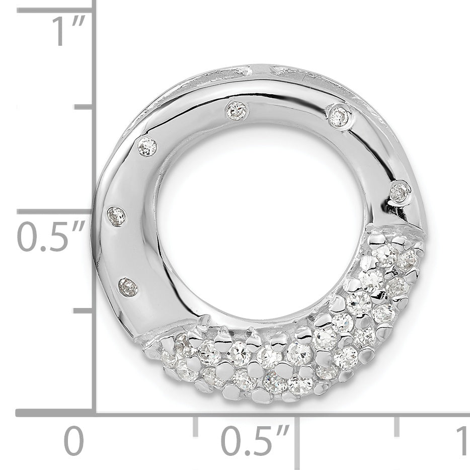 Sterling Silver Polished Cz Circle Slide Pendant