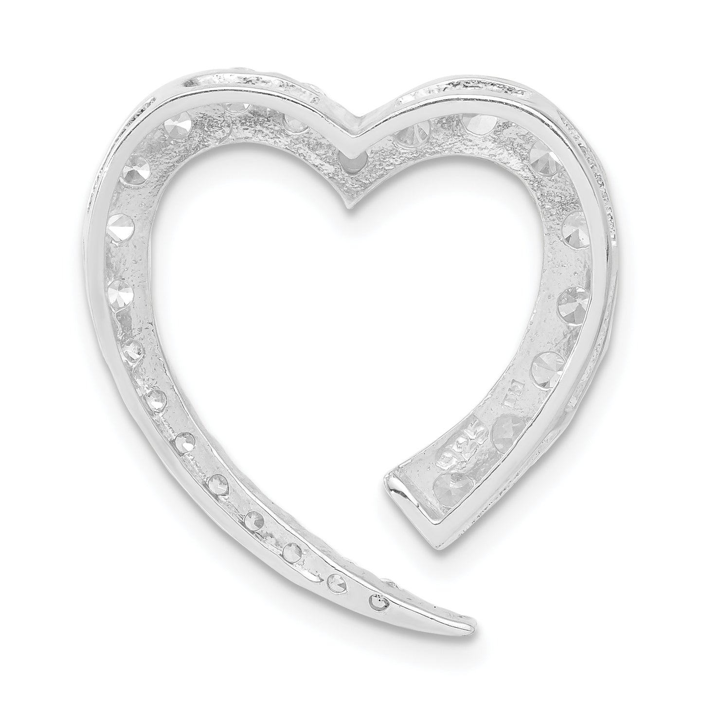 Sterling Silver & Cz Polished Heart Slide Pendant