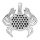 Sterling Silver Rhodium-Plated Black & White Cz Crab Pendant