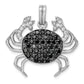 Sterling Silver Rhodium-Plated Black & White Cz Crab Pendant