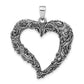 Sterling Silver Antiqued & Polished Heart Pendant