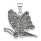 Sterling Silver Polished Antiqued And Grooved Butterfly Pendant