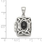 Sterling Silver Rhodium-Plated Antiqued Onyx Rectangle 20mm Locket