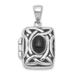 Sterling Silver Rhodium-Plated Antiqued Onyx Rectangle 20mm Locket