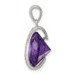 Sterling Silver Rhodium-Plated Purple Cabochon And White Cz Pendant