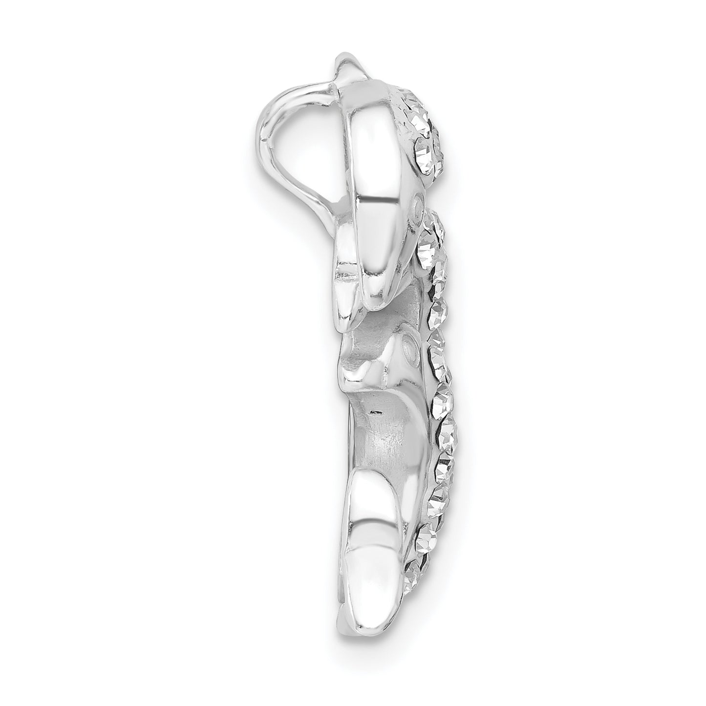 Sterling Silver Stellux Crystal Triple Dolphin Slide Pendant