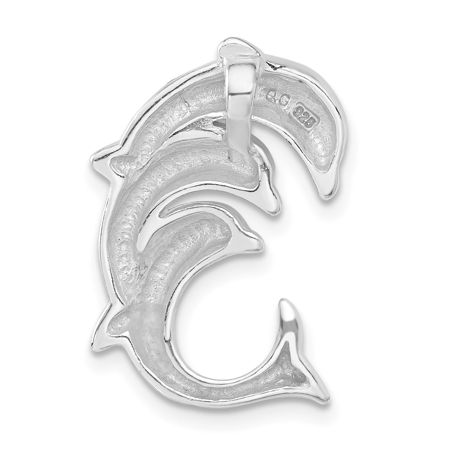 Sterling Silver Stellux Crystal Triple Dolphin Slide Pendant