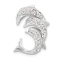 Sterling Silver Stellux Crystal Triple Dolphin Slide Pendant