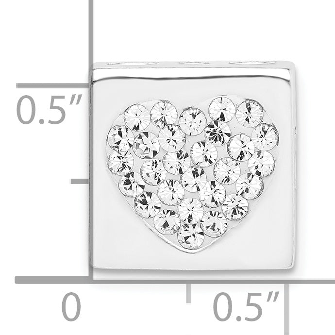 Sterling Silver Stellux Crystal Heart Square Slide Pendant