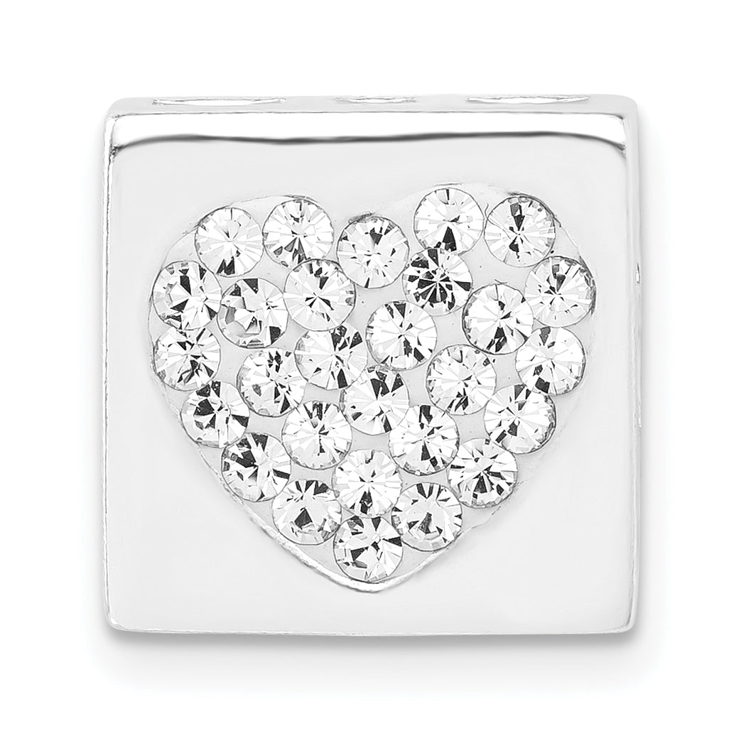 Sterling Silver Stellux Crystal Heart Square Slide Pendant