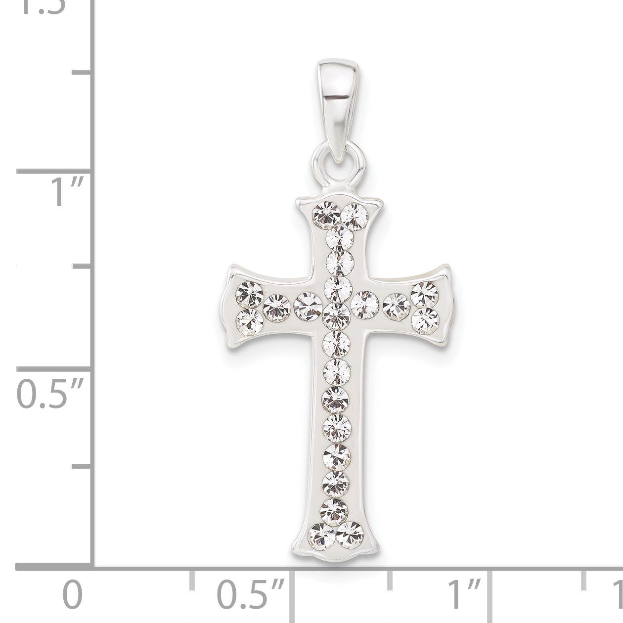 Sterling Silver White Stellux Crystal Cross Pendant