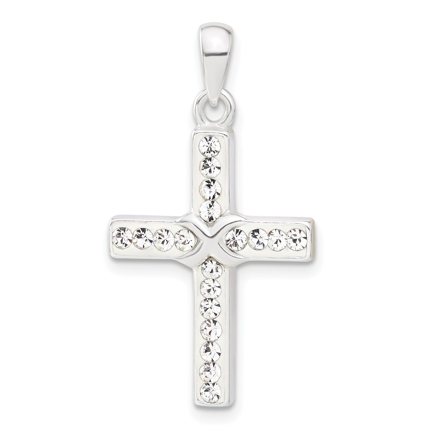 Sterling Silver Stellux Crystal And White Cross Pendant