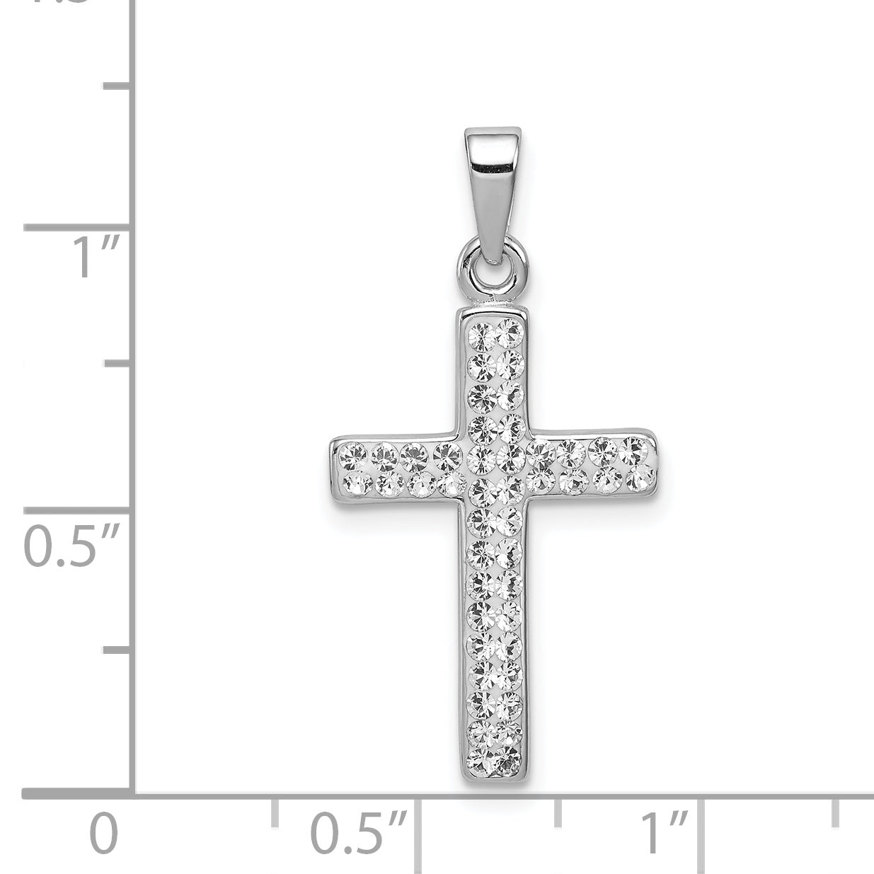 Sterling Silver Rhodium Plated Stellux Crystal Cross Pendant