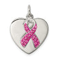 Sterling Silver Stellux Pink Awareness Ribbon W/ Heart Pendant