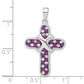 Sterling Silver Purple & Clear Stellux Crystal Cross Pendant