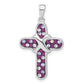 Sterling Silver Purple & Clear Stellux Crystal Cross Pendant