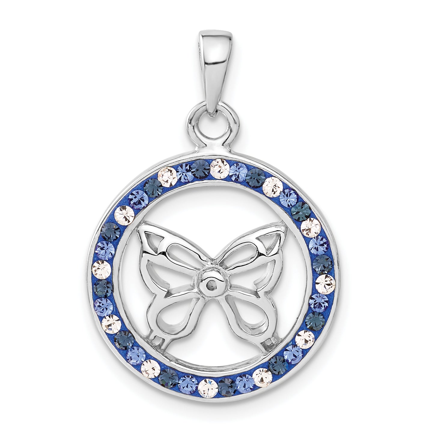 Sterling Silver Rhodium Plated Stellux Crystal Butterfly Pendant