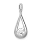 Sterling Silver Rhodium-Plated Cz Tear Drop Pendant