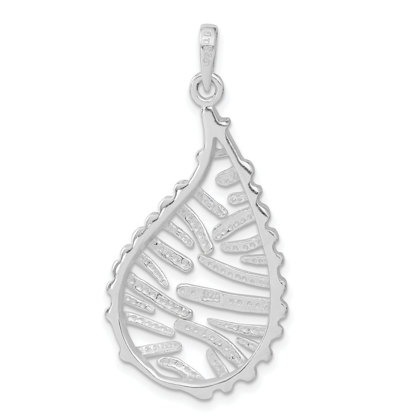 Sterling Silver Polished Fancy Teardrop Shaped Pendant