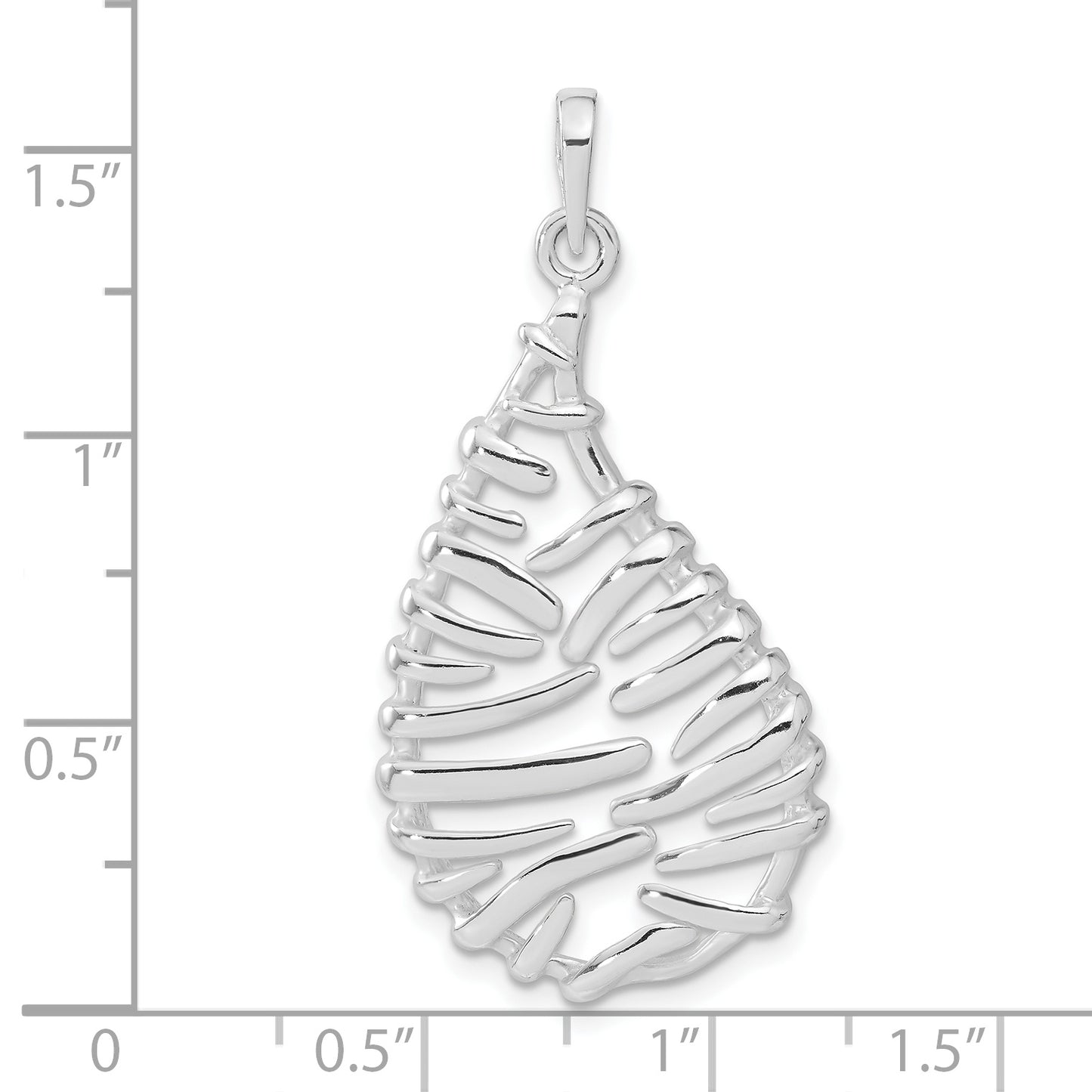 Sterling Silver Polished Fancy Teardrop Shaped Pendant