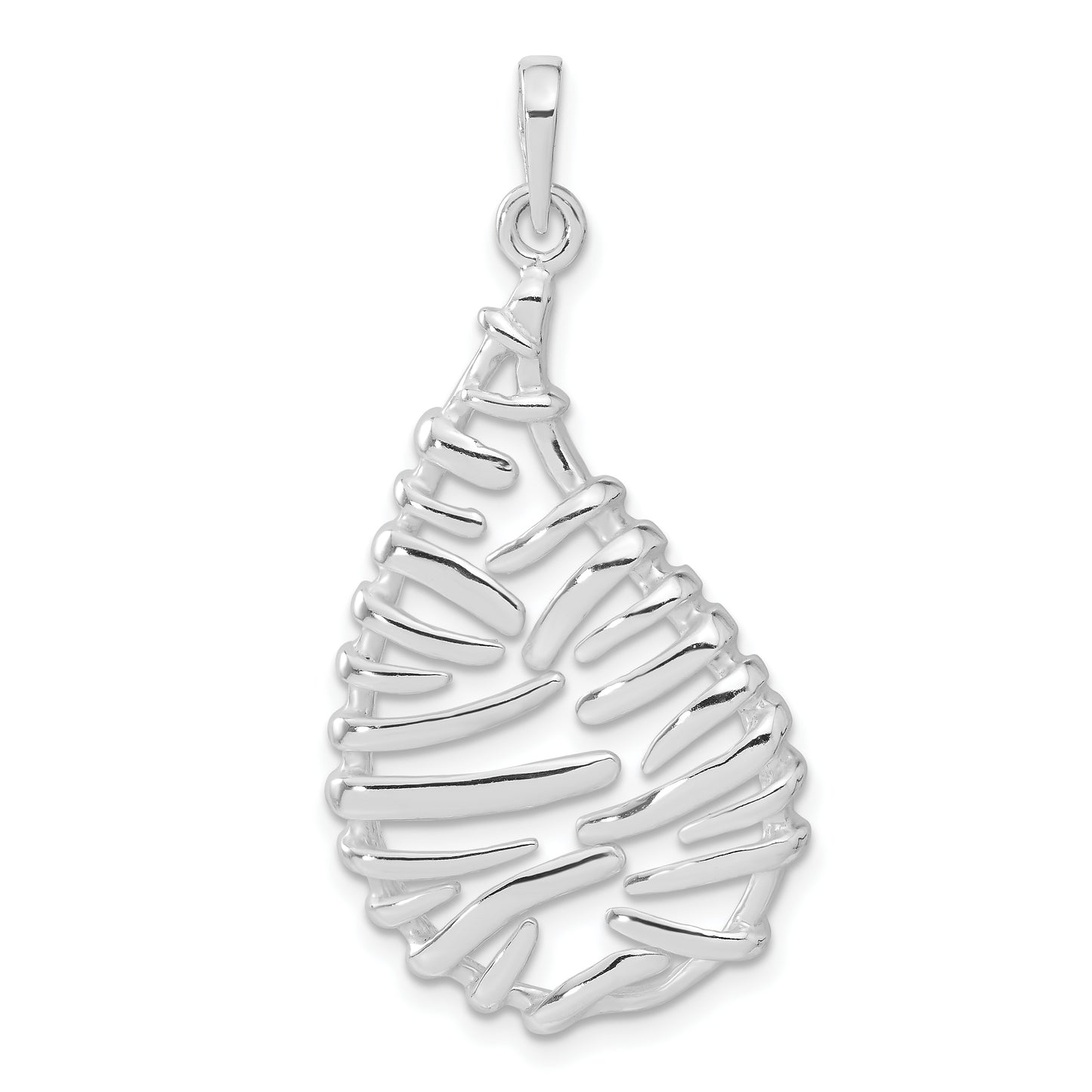 Sterling Silver Polished Fancy Teardrop Shaped Pendant