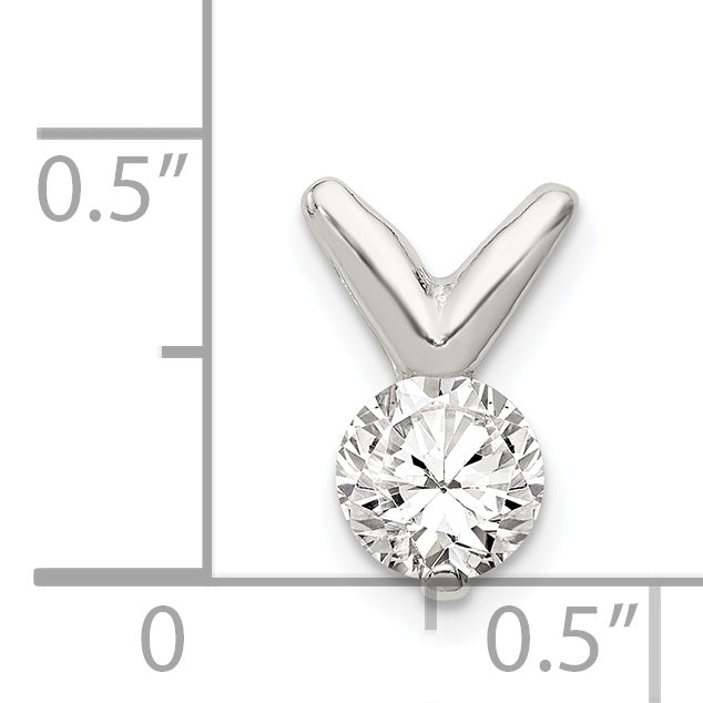 Sterling Silver Cz Pendant Chain Slide