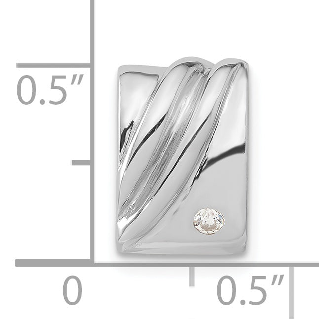 Sterling Silver Rhodium-Plated Cz Pendant Slide