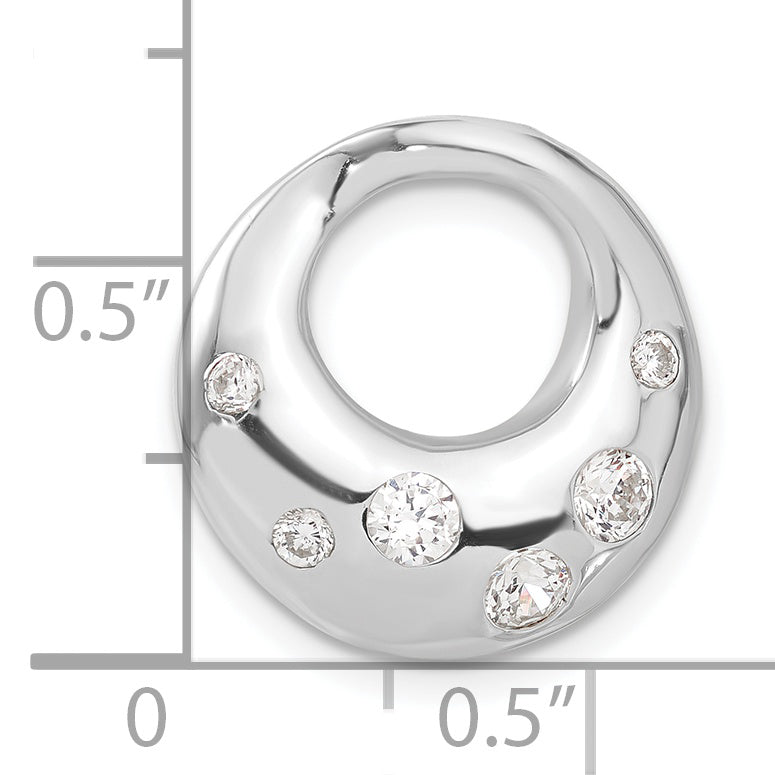 Sterling Silver Rhodium-Plated Cz Circle Pendant Slide