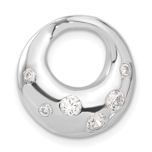 Sterling Silver Rhodium-Plated Cz Circle Pendant Slide