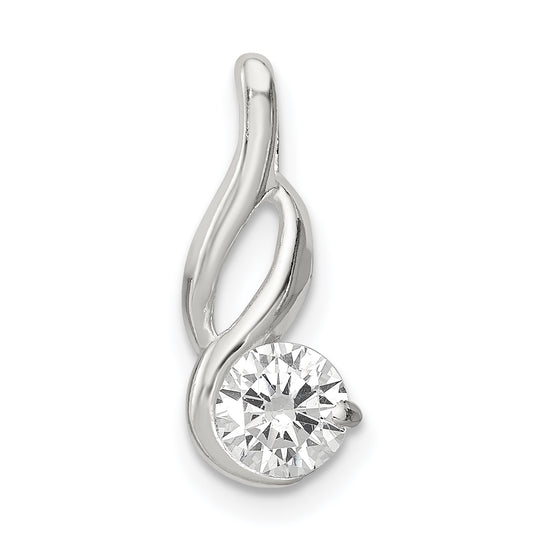 Sterling Silver Cz Pendant Chain Slide