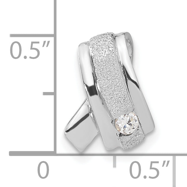 Sterling Silver Rhodium-Plated Cz Pendant Slide