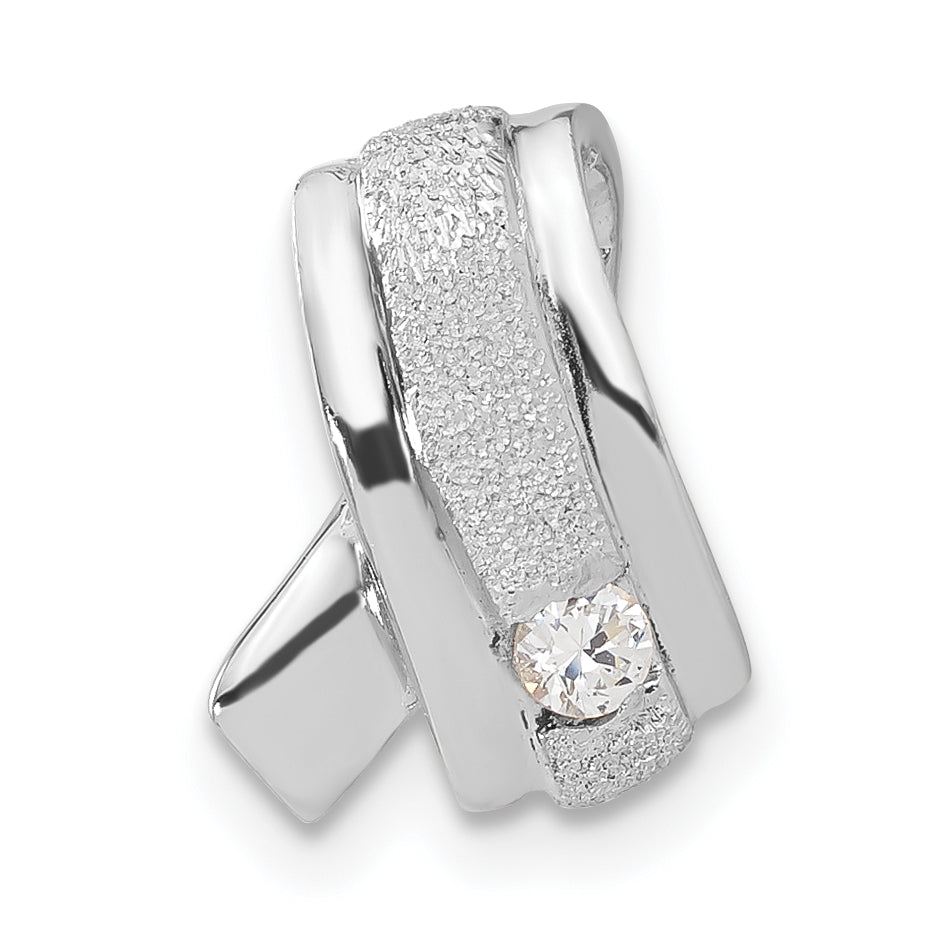 Sterling Silver Rhodium-Plated Cz Pendant Slide