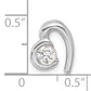 Sterling Silver Rhodium Plated Cz Heart Pendant Slide