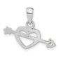 Sterling Silver Rhodium Plated Cz Heart W/ Star Arrow Pendant