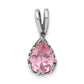 Sterling Silver Antiqued Pink Teardrop Cz Pendant