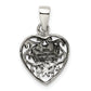 Sterling Silver Filigree Frame Onyx Heart Antiqued Pendant