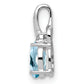 Sterling Silver Rhodium Plated Diamond & Sky Blue Topaz Oval Pendant