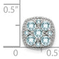 Sterling Silver Rhodium Plated Aquamarine Square Pendant Slide