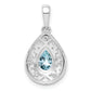 Sterling Silver Rhodium Plated Aquamarine Teardrop Pendant