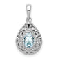 Sterling Silver Rhodium Plated Aquamarine Teardrop Pendant